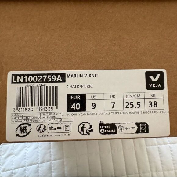 NWT Veja Marlin V-Knit Running Shoes in Chalk and Pierre Size 9 - Picture 6 of 7